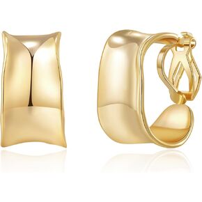 Ritach Gold Sliver Click on Earrings for Women,14K Gold Plated Chunky Hoop Clip Earrings No Piercing Fake Earrings
