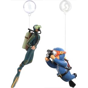 2 Pack Fish Tank Aquarium Decorations, Floating Device Fish Tank Accessories Luminous Fish Playmate, Cute Little Diver Fish Tank Ornaments, Suitable for All Kinds of Fish Tanks