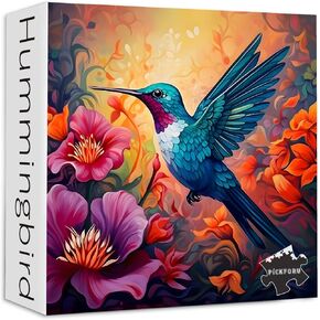Hummingbird Puzzles for Adults 1000 Pieces Nature, Vintage Bird Art Flower Puzzle, Hummingbird Garden Spring Jigsaw Puzzles 1000 Pieces