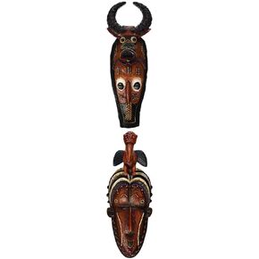Design Toscano Masks of The Congo: Hornbill Wall Sculptures, Woodtone, 4.00" x 2.00"