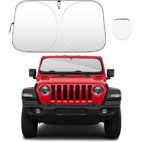 Car Windshield Sun Shade, 55.1"×27.6" Front Window Sun Shield to Keep Your Vehicle Cool, Foldable Sunshade Cover with Storage Bag, Car Accessories for UV Protection