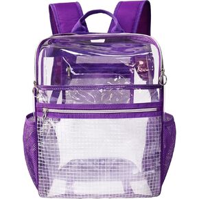 Clear Backpacks for School,Clear Bookbag 0.6mm PVC See Through Backpack Heavy Duty Transparent Backpack for Boys Girls College Work,Black
