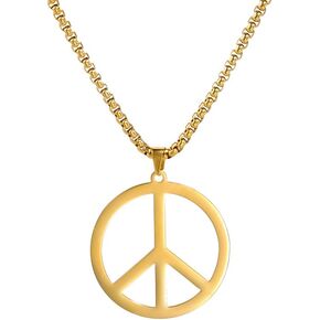 VASSAGO Hippie Style Peace Sign Necklace Peace Sign Pendant Necklace Peace Symbol Jewelry Stainless Steel 1960s 1970s Hippie Party Dressing Accessories Necklaces for Men Women