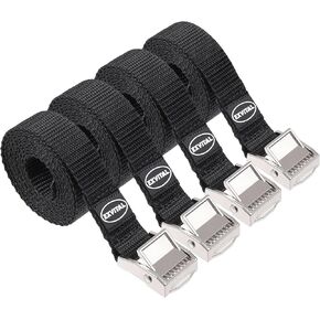 Lashing Straps with Cam Buckles Tie Down Straps 48" x 0.75" Adjustable Cinch Straps for Motorcycle Cargo Kayak Luggage Black 4 Pack