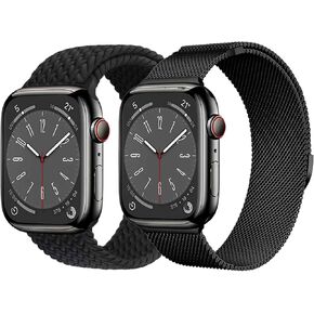 Magnetic Clasp Watch Bands for Women and Men, Compatible with Apple Watch Bands 38mm 40mm 41mm 42mm 44mm 45mm 49mm, for iWatch Bands Series Ultra/Ultra 2 SE 9 8 7 6 5 4 3 2 1, Stainless Steel & Nylon