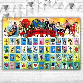 Loteria Backdrop for Party 5x3ft Happy Birthday Background Loteria Mexicana Card Backdrops for Kids Vinyl Loteria Card Backdrop Mexican Party Theme Banner for Adults