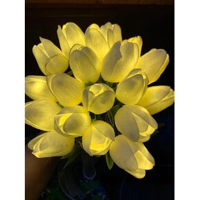 Tulip Artificial Flowers with LED Light, 15 pcs Real Touch Fake Tulips, Flower Lamp, Creative Gifts for Mom Girlfriend, Mother's Day Holiday Wedding Photography Aesthetic Home Decor-Pink