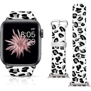 Leather Floral Bands Compatible with Apple Watch 41mm 40mm 38mm 49mm 45mm 44mm 42mm, Flower Printed Soft Silicone Sport Strap Replacement for iWatch SE Series 8 7 6 5 4 3 2 1 for Women Men