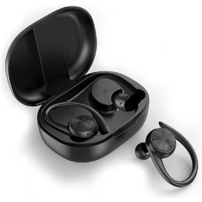 Wireless Earbuds with Earhooks Bluetooth Earbuds with Ear Hook Sport Waterproof Headphones Noise Cancelling Ear Buds with Microphone Running Workout Gym Earphones LED Power Display for Android iOS