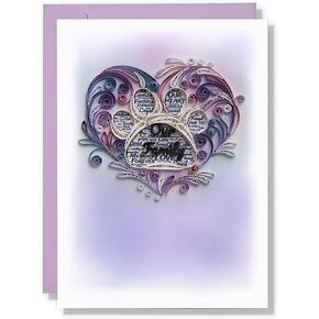Blue Hydrangea Floral Sympathy Birthday Get Well Love Friend Boss Mom Daughter Girl Grandma Quilling Card, 5in x 7in