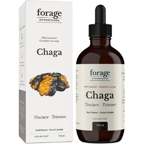 Forage Hyperfoods- Original Canadian Wild Chaga Superfood Liquid Supplement Mushroom Extract Tincture, Vegan, Non-GMO, Natural Immune System Booster, 118ML