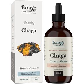 Forage Hyperfoods- Original Canadian Wild Chaga Superfood Liquid Supplement Mushroom Extract Tincture, Vegan, Non-GMO, Natural Immune System Booster, 118ML