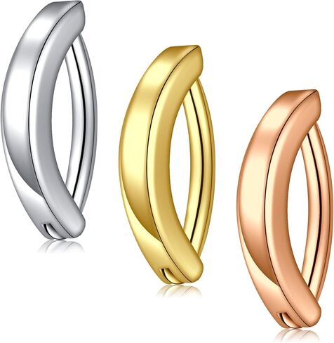 FECTAS 14G Belly Button Clicker Ring for Women Surgical Steel Navel Piercing Hinged Rings Reverse 10mm Curved Barbell Body Jewelry in Kuwait