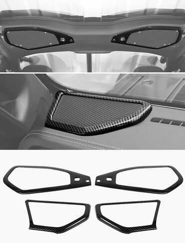 Savadicar Yellow Interior Trim Kit for 2024+ Jeep Wrangler (JL) & Gladiator (JT) - 4 Pcs Decor Cover Set for Front Dash Speakers and Soundbar, Stylish Accessories for an Upgrade in Saudi Arabia