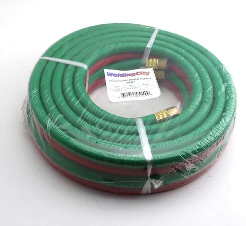 WeldingCity 25-ft 1/4" Grade-T Red and Green Rubber Twin Hose B-B Fittings for Oxygen/Acetylene, Propane and Other Alternative Fuel Gas in Welding, Cutting and Heating in Kuwait