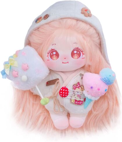 niannyyhouse 20cm Plush Doll GreenOrange Girl Humanoid Stuffed Body no Attribute 8" Normal Body Wearable Clothing Dress Up Gifts (a-1-without Skeleton) in Kuwait