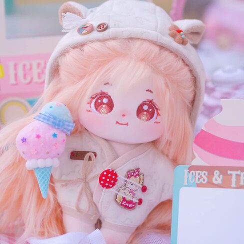 niannyyhouse 20cm Plush Doll GreenOrange Girl Humanoid Stuffed Body no Attribute 8" Normal Body Wearable Clothing Dress Up Gifts (a-1-without Skeleton) in Kuwait