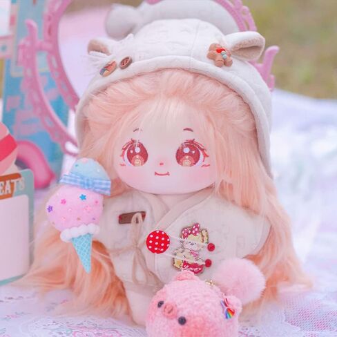 niannyyhouse 20cm Plush Doll GreenOrange Girl Humanoid Stuffed Body no Attribute 8" Normal Body Wearable Clothing Dress Up Gifts (a-1-without Skeleton) in Kuwait