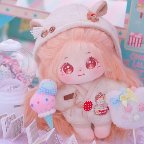 niannyyhouse 20cm Plush Doll GreenOrange Girl Humanoid Stuffed Body no Attribute 8" Normal Body Wearable Clothing Dress Up Gifts (a-1-without Skeleton) in Kuwait