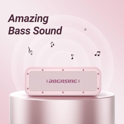 سماعات بلوتوث BOGASING، مكبر صوت لاسلكي محمول M4 مع صوت جهير عميق 40 وات وصوت ستيريو عالٍ، IPX7 مقاوم للماء، بلوتوث 5.0، TWS، تقنية DSP، ميكروفون مدمج، للحفلات المنزلية الخارجية (وردي) in Kuwait