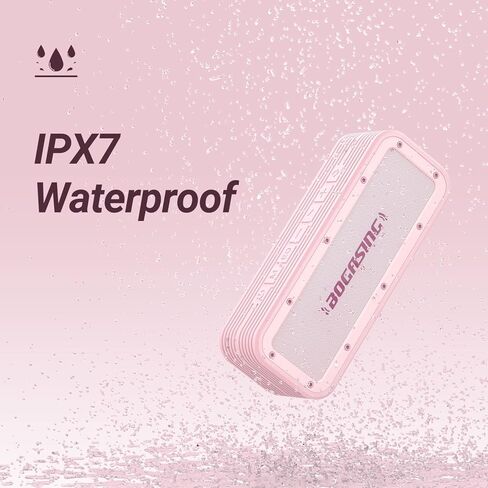 سماعات بلوتوث BOGASING، مكبر صوت لاسلكي محمول M4 مع صوت جهير عميق 40 وات وصوت ستيريو عالٍ، IPX7 مقاوم للماء، بلوتوث 5.0، TWS، تقنية DSP، ميكروفون مدمج، للحفلات المنزلية الخارجية (وردي) in Kuwait