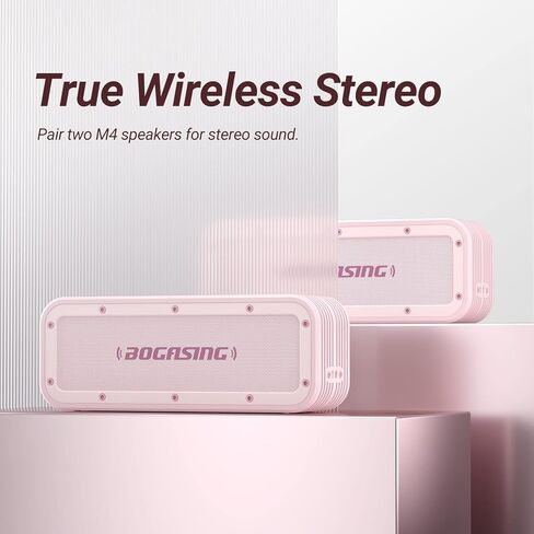 سماعات بلوتوث BOGASING، مكبر صوت لاسلكي محمول M4 مع صوت جهير عميق 40 وات وصوت ستيريو عالٍ، IPX7 مقاوم للماء، بلوتوث 5.0، TWS، تقنية DSP، ميكروفون مدمج، للحفلات المنزلية الخارجية (وردي) in Kuwait