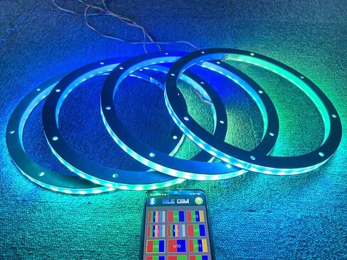 4PCS 6.5inch Spacer Ring Light Color Chasing Flow LED Speakers Light Set Bluetooth App Control(Speaker Not Included) DREAM CHASING 6.5inch in Saudi Arabia