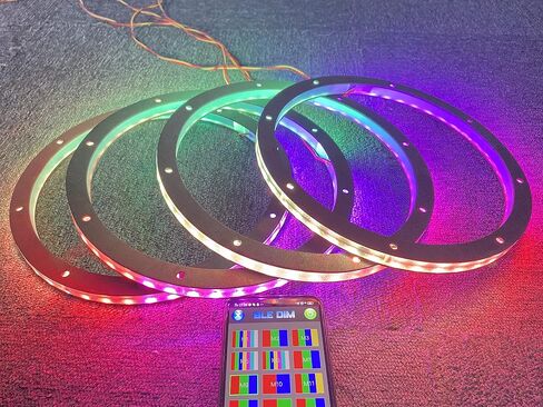 4PCS 6.5inch Spacer Ring Light Color Chasing Flow LED Speakers Light Set Bluetooth App Control(Speaker Not Included) DREAM CHASING 6.5inch in Saudi Arabia