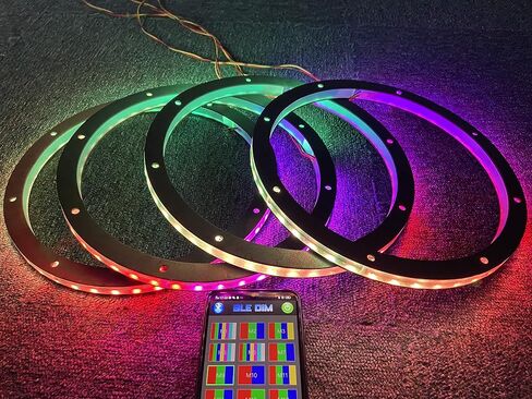 4PCS 6.5inch Spacer Ring Light Color Chasing Flow LED Speakers Light Set Bluetooth App Control(Speaker Not Included) DREAM CHASING 6.5inch in Saudi Arabia