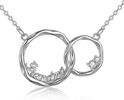 Generation Necklace 925 Sterling Silver Interlocking Double Circles Necklace for Grandma Mom Sisters Birthday Jewelry Gifts in Saudi Arabia