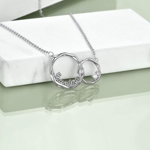 Generation Necklace 925 Sterling Silver Interlocking Double Circles Necklace for Grandma Mom Sisters Birthday Jewelry Gifts in Saudi Arabia