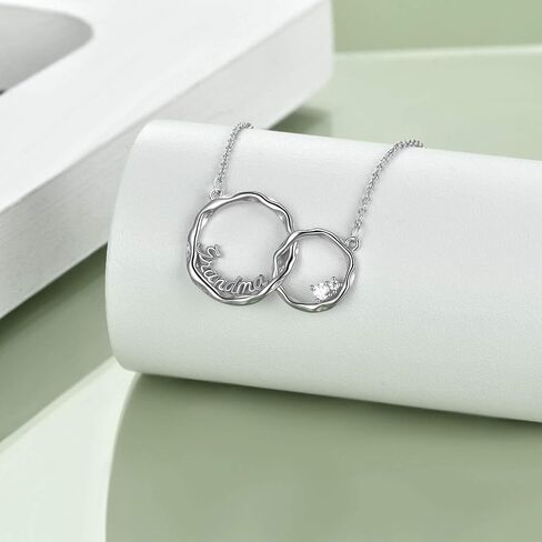 Generation Necklace 925 Sterling Silver Interlocking Double Circles Necklace for Grandma Mom Sisters Birthday Jewelry Gifts in Saudi Arabia