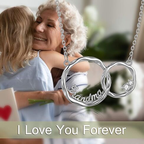 Generation Necklace 925 Sterling Silver Interlocking Double Circles Necklace for Grandma Mom Sisters Birthday Jewelry Gifts in Saudi Arabia