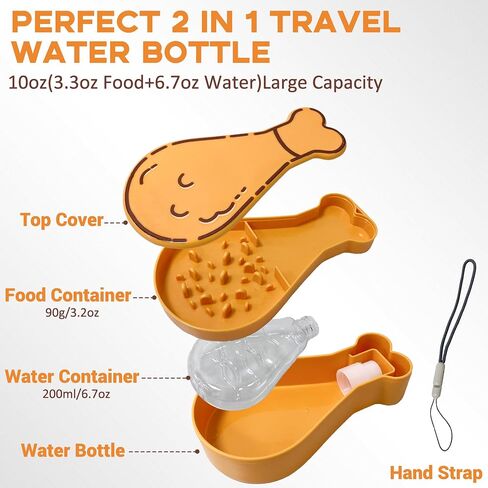 Dog Water Bottle with Drinking Cup and Food Container,Maklavel 2 in 1 Portable Pet Water Dispenser Feeder,Leakproof Travel Dog Water and Food Bowl Suitable for Pets Cats and Puppies (White, 10 Oz) in Saudi Arabia