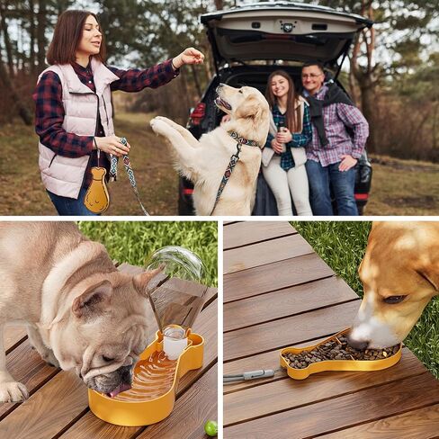Dog Water Bottle with Drinking Cup and Food Container,Maklavel 2 in 1 Portable Pet Water Dispenser Feeder,Leakproof Travel Dog Water and Food Bowl Suitable for Pets Cats and Puppies (White, 10 Oz) in Saudi Arabia
