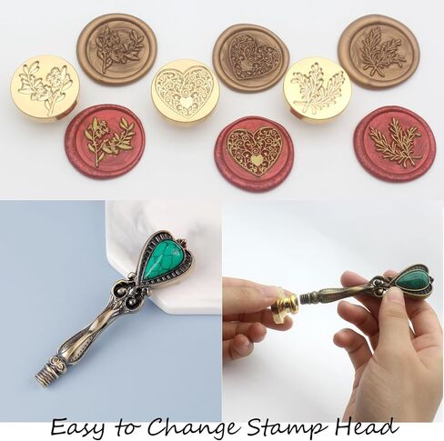 Wax Seal Stamp Kit, Andotopee Animal Wax Seal Kit with 3 Brass Heads Dragon/Cat/Rabbit, Vintage Metal Handle Sealing Wax Stamp Set with Wax Seal Beads, Warmer Tools, Metallic Pen (Gift Box Set) in Saudi Arabia