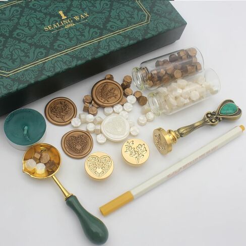 Wax Seal Stamp Kit, Andotopee Animal Wax Seal Kit with 3 Brass Heads Dragon/Cat/Rabbit, Vintage Metal Handle Sealing Wax Stamp Set with Wax Seal Beads, Warmer Tools, Metallic Pen (Gift Box Set) in Saudi Arabia