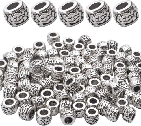 100pcs Antique Bronze Rondelle Spacer Beads European Large Hole Beads Vintage Tube Loose Spacer Beads for DIY Bracelet Jewelry Making, 8 x 5.5 mm, Hole: 4.3 mm in Saudi Arabia