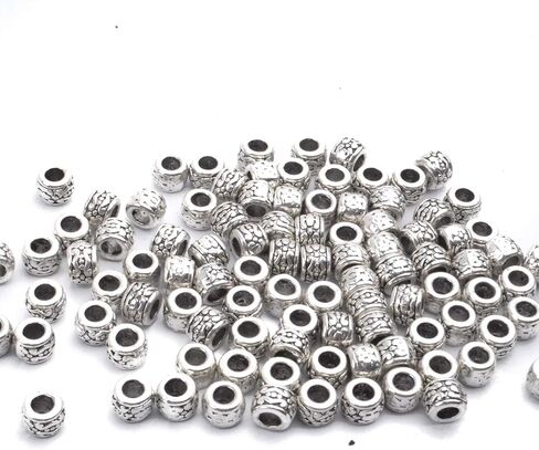 100pcs Antique Bronze Rondelle Spacer Beads European Large Hole Beads Vintage Tube Loose Spacer Beads for DIY Bracelet Jewelry Making, 8 x 5.5 mm, Hole: 4.3 mm in Saudi Arabia