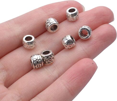 100pcs Antique Bronze Rondelle Spacer Beads European Large Hole Beads Vintage Tube Loose Spacer Beads for DIY Bracelet Jewelry Making, 8 x 5.5 mm, Hole: 4.3 mm in Saudi Arabia