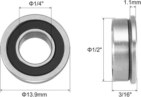 Uxcell FR188-2RS محمل كروي ذو حواف 1/4 × 1/2 × 3/16 بوصة محامل شفة فولاذية كروم مزدوجة محكمة الغلق، 20 قطعة in Kuwait