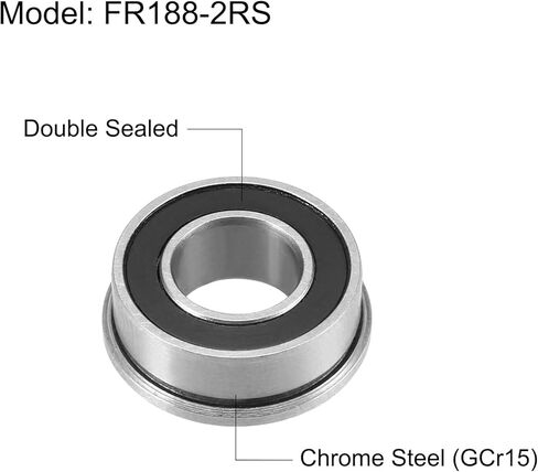 Uxcell FR188-2RS محمل كروي ذو حواف 1/4 × 1/2 × 3/16 بوصة محامل شفة فولاذية كروم مزدوجة محكمة الغلق، 20 قطعة in Kuwait