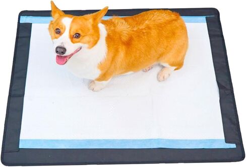 Silicone Pee Pad Holder For Dogs and Puppy Potty Training Tray- 4 Magnets Clips-27x24in No-Spills ,Odor Absorption,Dog Tray For Pee Pads Travel,Fits 23x23in Wee Wee Pad Tray,Litter Box for Dogs Indoor in Saudi Arabia