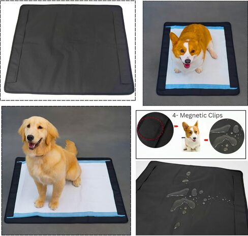 Silicone Pee Pad Holder For Dogs and Puppy Potty Training Tray- 4 Magnets Clips-27x24in No-Spills ,Odor Absorption,Dog Tray For Pee Pads Travel,Fits 23x23in Wee Wee Pad Tray,Litter Box for Dogs Indoor in Saudi Arabia