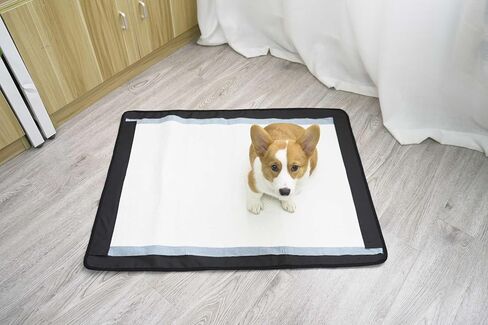 Silicone Pee Pad Holder For Dogs and Puppy Potty Training Tray- 4 Magnets Clips-27x24in No-Spills ,Odor Absorption,Dog Tray For Pee Pads Travel,Fits 23x23in Wee Wee Pad Tray,Litter Box for Dogs Indoor in Saudi Arabia