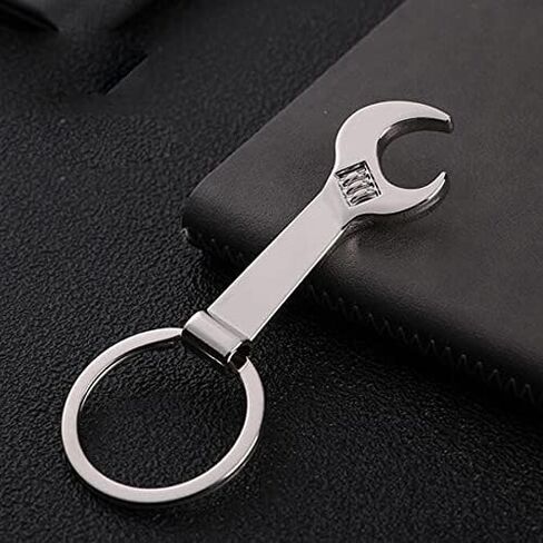 Bottle Opener Keychain Metal Mini Wrench Pendant Beer Opener Beverage Soda Beer Bartender Bottle Opener Keyring Christmas Birthday Gift for Men and Women Silver in Kuwait