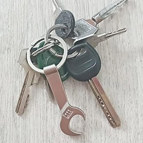 Bottle Opener Keychain Metal Mini Wrench Pendant Beer Opener Beverage Soda Beer Bartender Bottle Opener Keyring Christmas Birthday Gift for Men and Women Silver in Kuwait