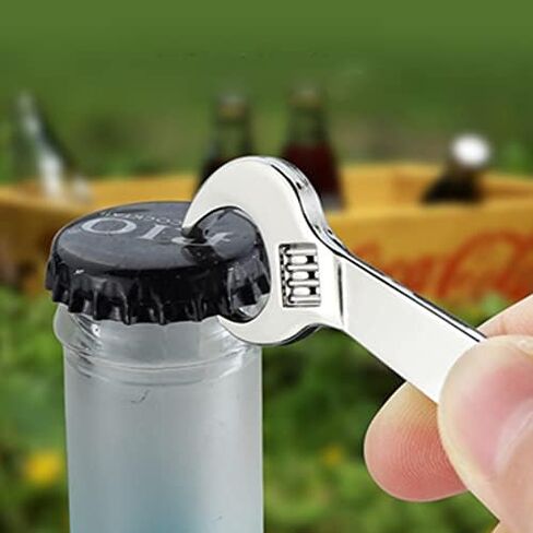 Bottle Opener Keychain Metal Mini Wrench Pendant Beer Opener Beverage Soda Beer Bartender Bottle Opener Keyring Christmas Birthday Gift for Men and Women Silver in Kuwait