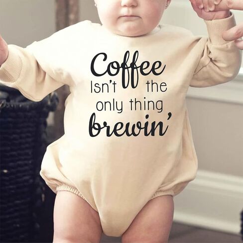 Time to Spill The Beans Pregnancy Announcement Bodysuit Coffee Beans Reveal Romper Infant Shower Gift (0-6 Months, Letter Print-Short Sleeve Bodysuit) in Saudi Arabia