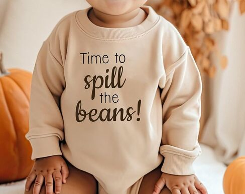 Time to Spill The Beans Pregnancy Announcement Bodysuit Coffee Beans Reveal Romper Infant Shower Gift (0-6 Months, Letter Print-Short Sleeve Bodysuit) in Saudi Arabia